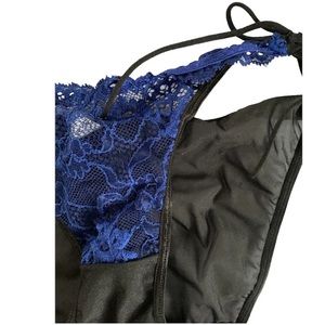 New Secret Blue /Black Lace Bikini Panties-Size L.